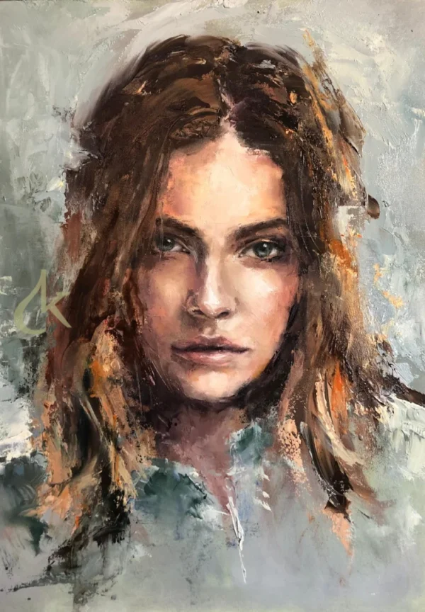 Portret vrouw | Olieverf op paneel, 30 x 40 cm