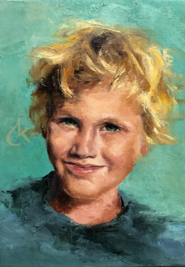 Portret jongen | Olieverf op paneel, 30 x 40 cm