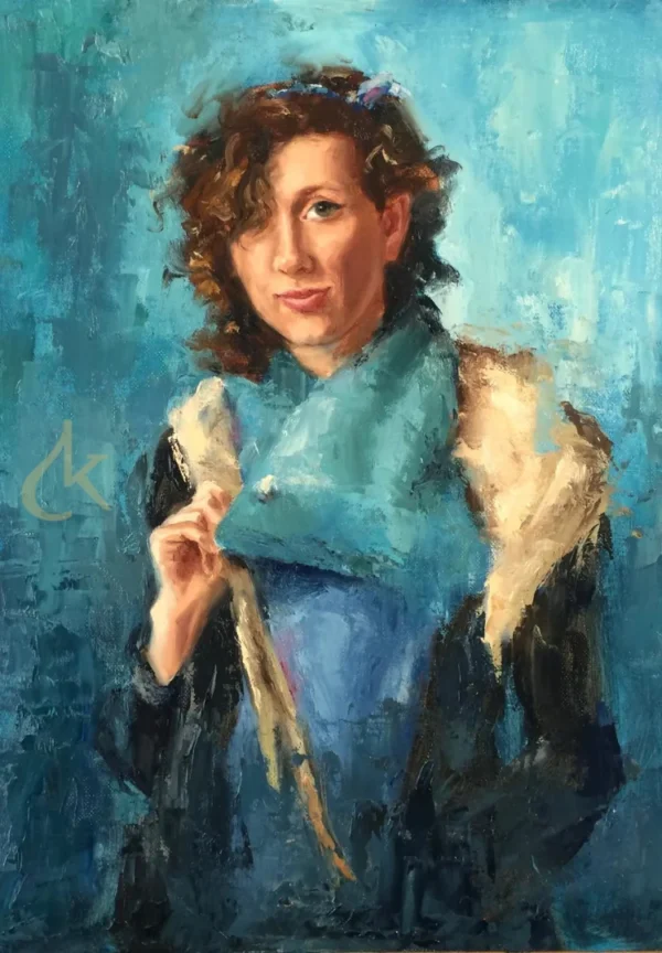 Een Portret van een Vrouw Blauw