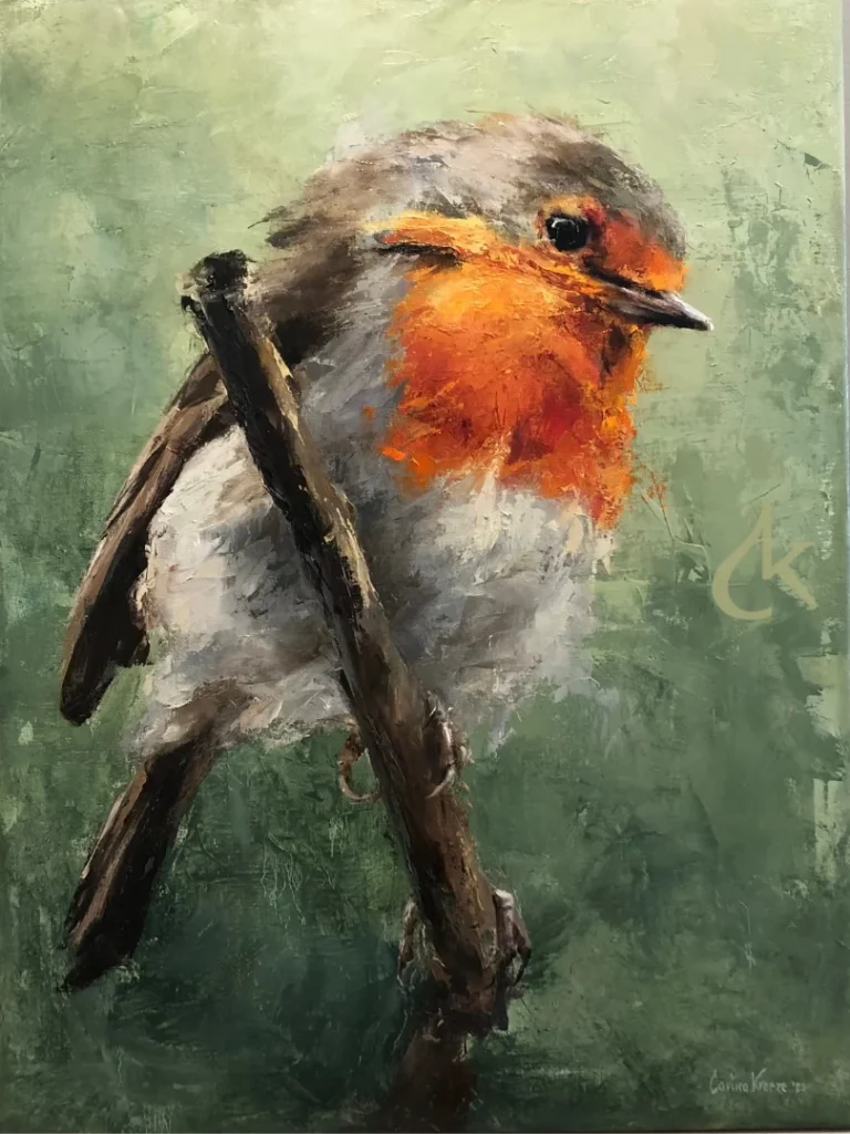 Giclée van een schilderij van een roodborstje