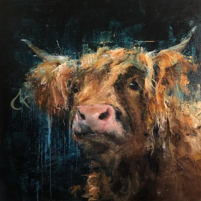 Een giclée van een Schotse Hooglander