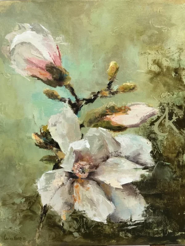 Een Schilderij van Magnolia's