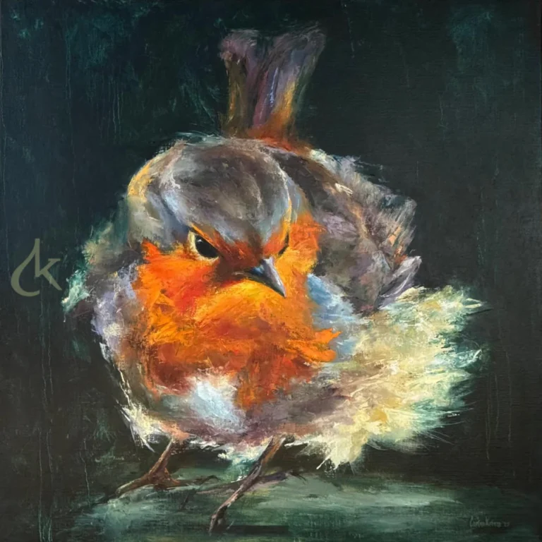Roodborstje Schilderij Carina Kroeze