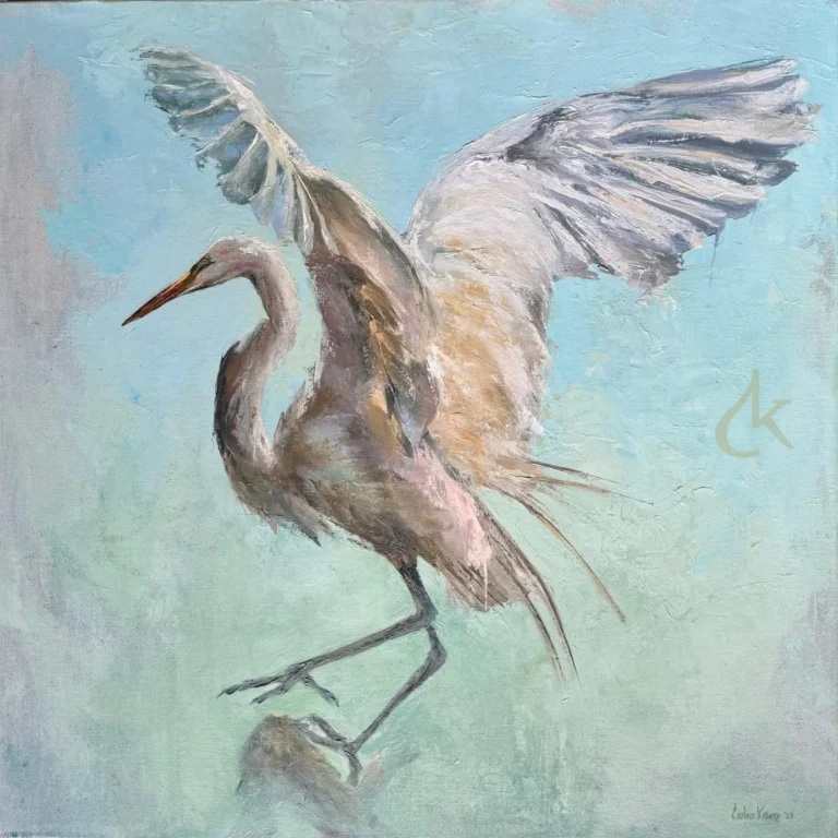 Zilverreiger Schilderij Carina Kroeze